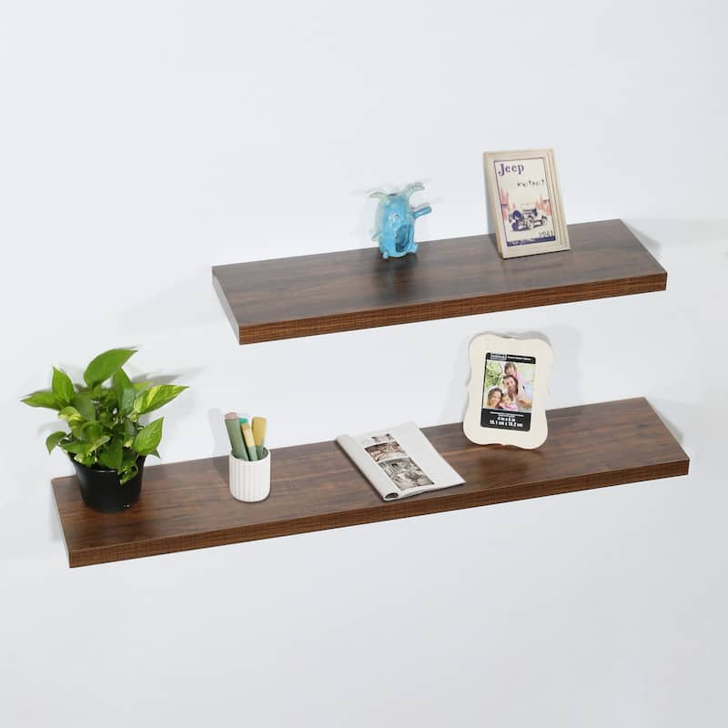 Luka Set of 2 Antique Walnut Floating Shelf - 31.5"/47.25"*9.25"*1.5" - Antique Walnut - 31.5"/47.25"*9.25"*1.5"