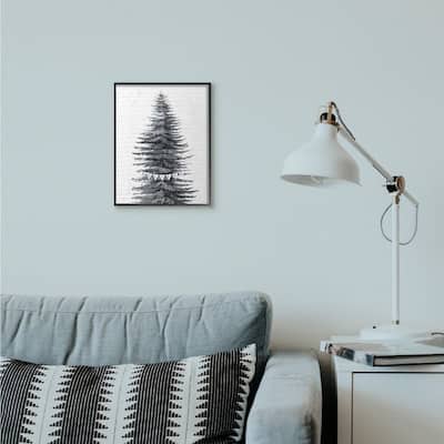 Stupell Industries Snow Covered Christmas Tree Believe Holiday Word Design Framed Giclee Texturized Art by Lettered and Lined