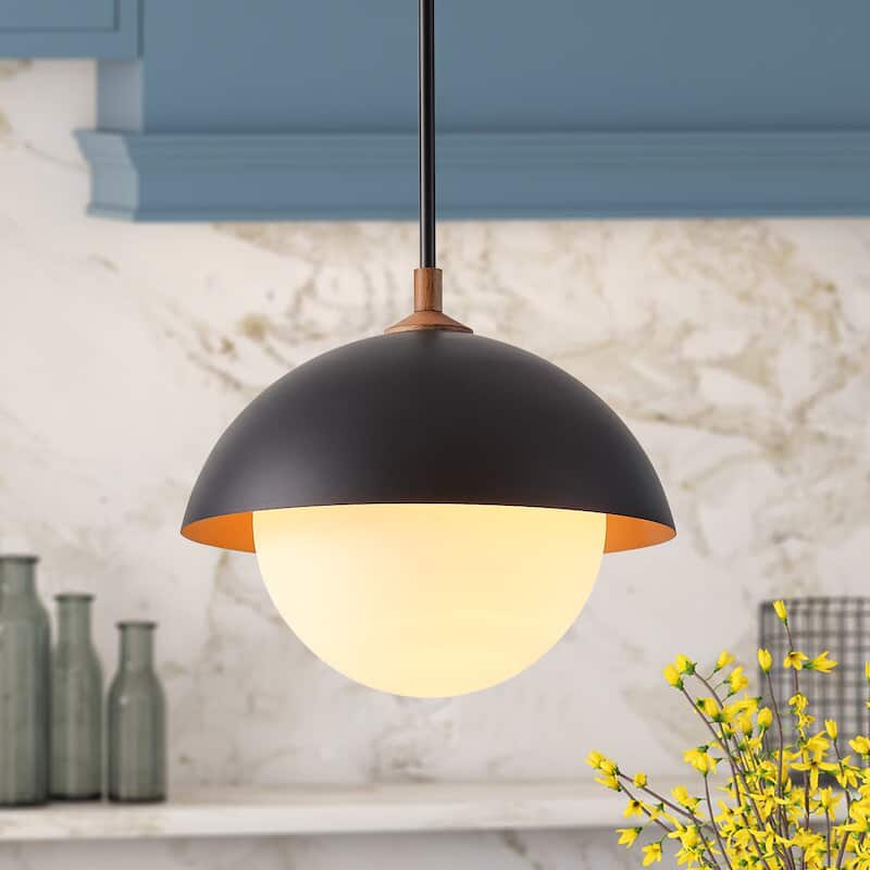 Farmhouse Black 1-Light Classic Bowl Shape Dimmable Pendant