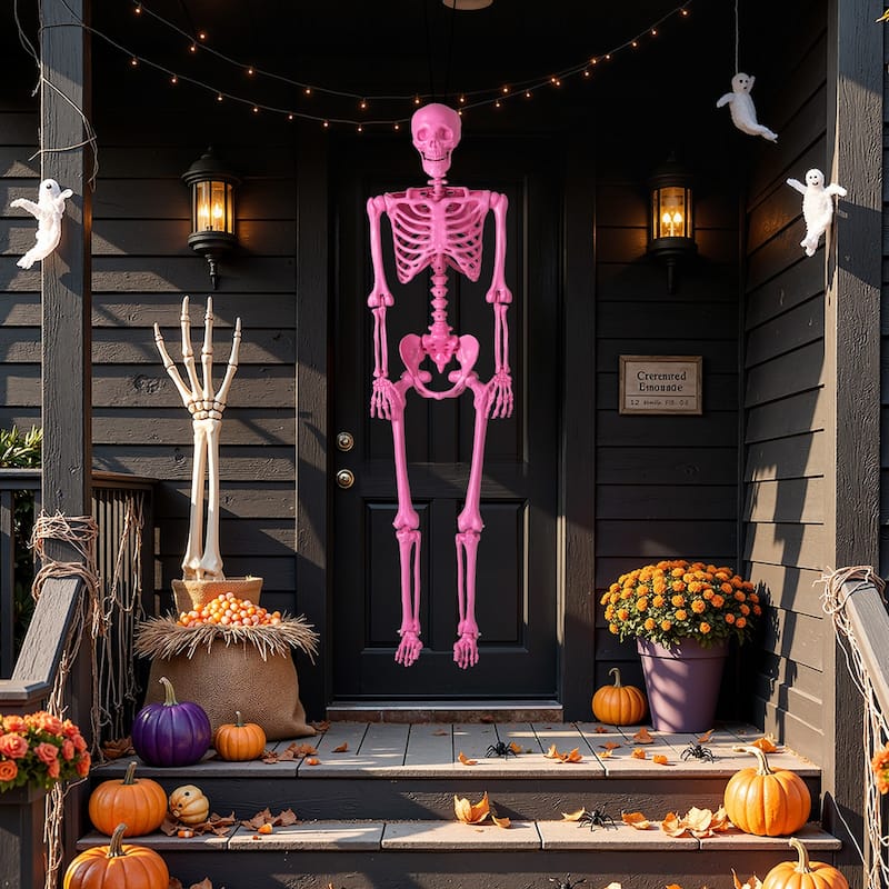 5.5 FT Halloween Skeleton Life-Size Poseable Skeleton w/ Movable Joints