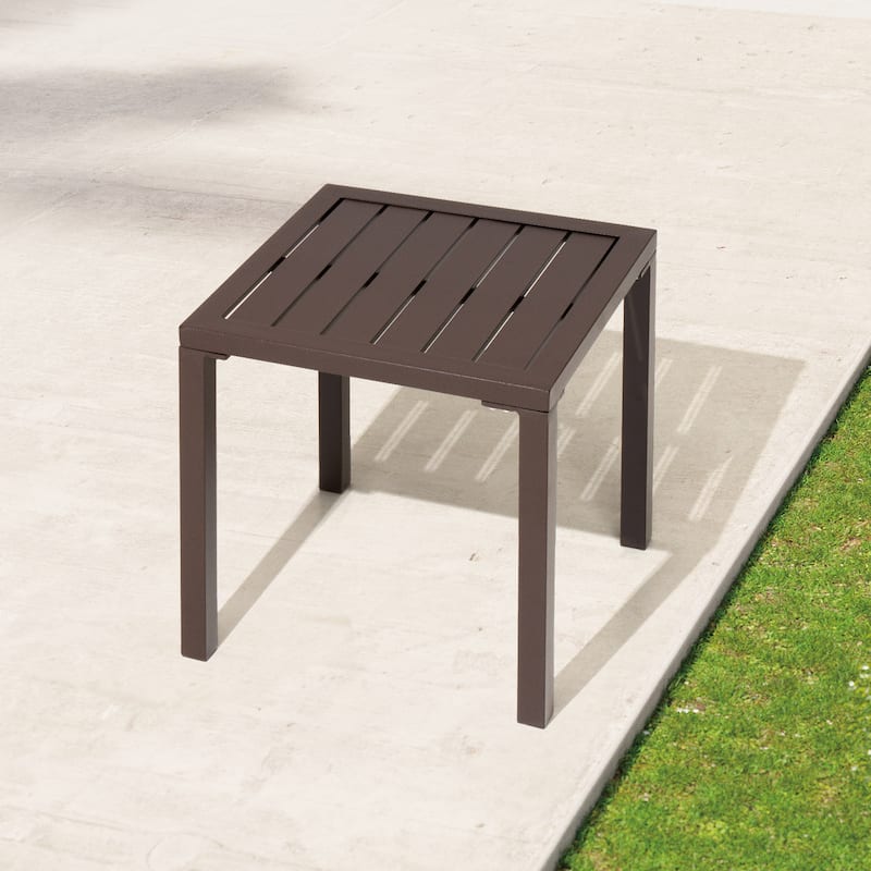 Outdoor Aluminum End Table Square Patio Side Table - 15.7" L x 15.7" W x 15.9" H