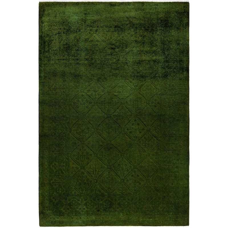 Overdyed One-of-a-Kind Hand-Knotted Area Rug - Green - 5' 3" x 7' 8"
