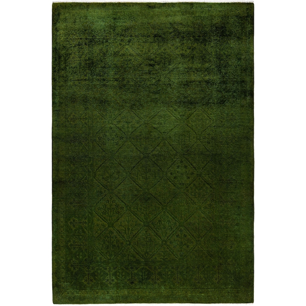 Overdyed One-of-a-Kind Hand-Knotted Area Rug - Green - 5' 3" x 7' 8"