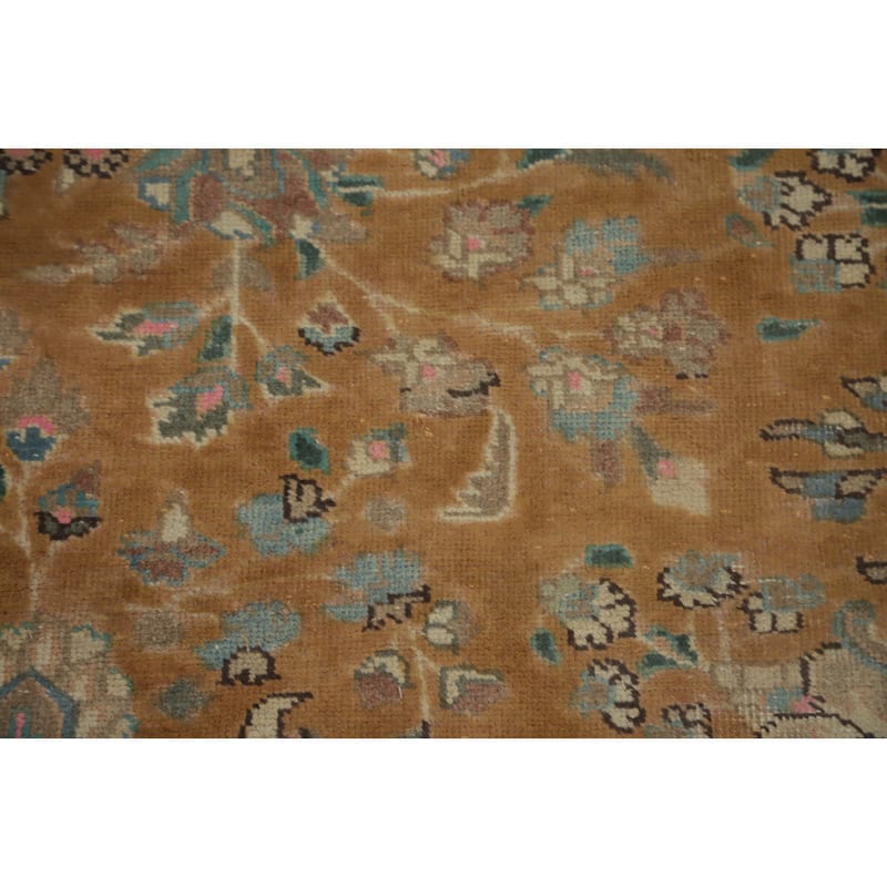 Hand Knotted Oriental 100% Wool Carpet Traditional Floral Oranges & Rust Tabriz Area Rug - 12' 6'' X 9' 9''