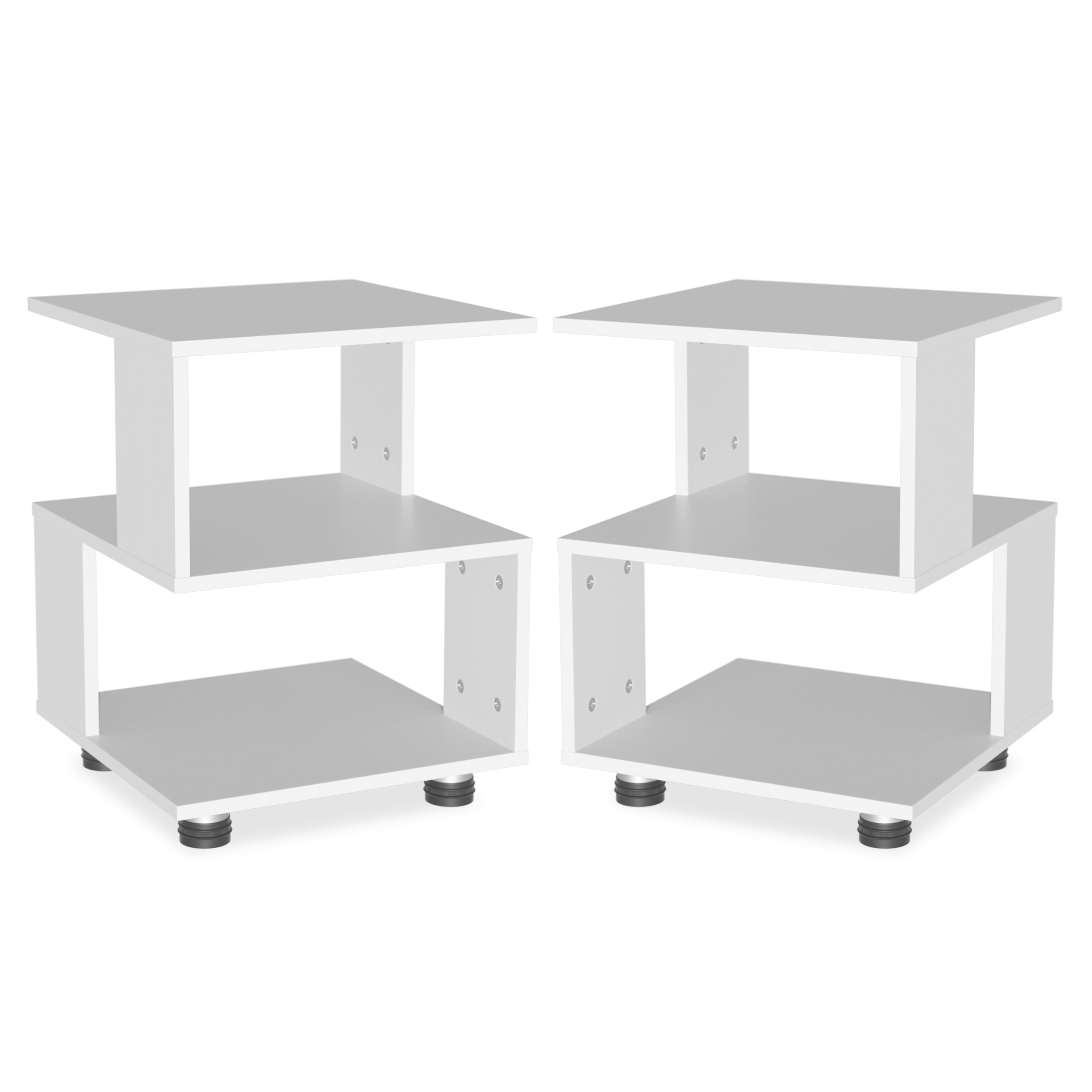 Modern 2-Tier Hollow Rectangle Magic Cube Nightstands-image