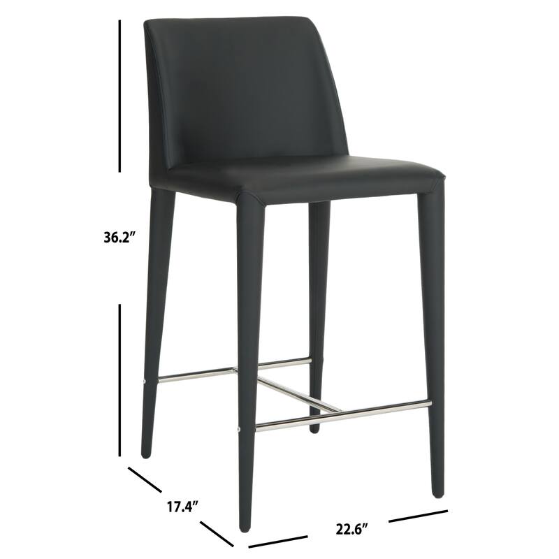 SAFAVIEH Merry Mid-Century 26-inch Black Counter Stool (Set of 2) - 22.6" x 17.4" x 36.2" - 23Wx17Dx36H