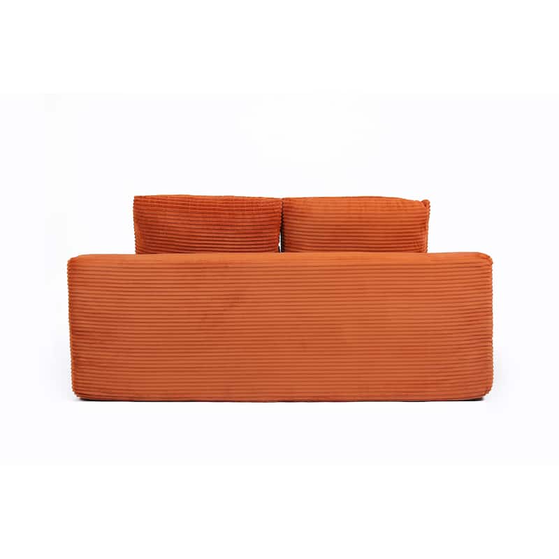 Floor Corduroy Deep Seat Loveseat Sofa with Folding Mattress Convertible Sleeper Sofa Bed with Reversible Cushion and Pillows