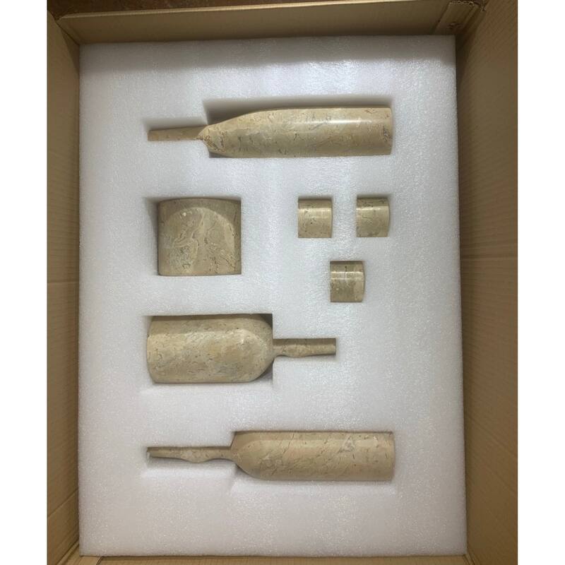 Roomfitters Natural Marble Living Room Accessories Set, Luxury 7-Piece Stone Decor Collection