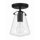 Voss 1 Light Matte Black Semi Flush Mount - 5.75"W x 9.25"H x 5.75"D