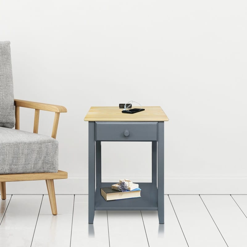 Night Owl 1-drawer Solid Wood Nightstand with USB Ports