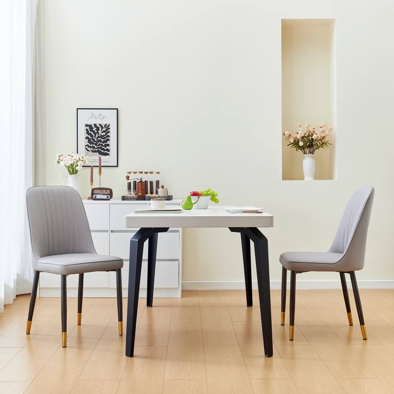Set Of 2 Grey Dining Chairs With Thick Cushions: Modern Kitchen Chairs For Dining, Kitchen,Living Room & Restaurant