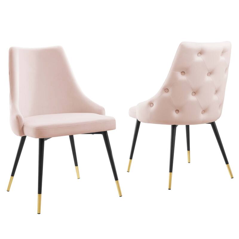 Modway Adorn Dining Side Chair Performance Velvet in Navy, Set of 2