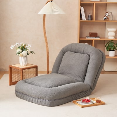 Grey Modern 42.5" Upholstered Foldable Lounge Chair with Comfortable Backrest for Living Room