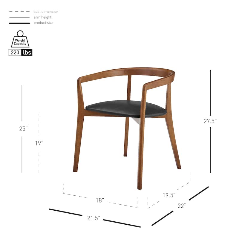 NPD Furniture Amy Faux Leather Dining Side Arm Chair (Set of 2)