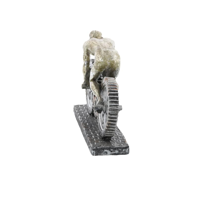 Silver Polystone Industrial Sculpture Bicycle 8 x 10 x 3 - 10 x 3 x 8