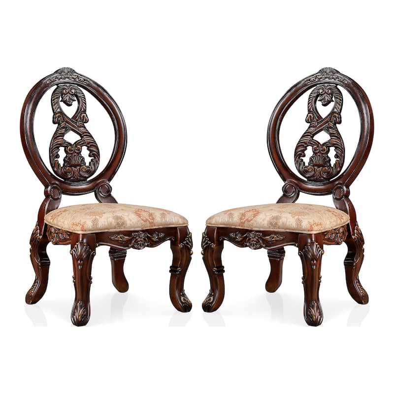 Abiba Traditional Brown Fabric Padded Side Chairs by Furniture of America (Set of 2)