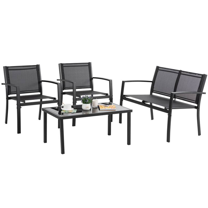 Futzca 4-Piece Outdoor Patio Furniture Set, Textilene Bistro Patio Set