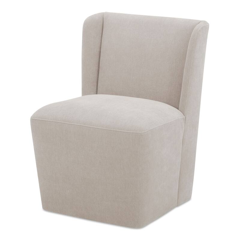 NADAAL STUDIOS Zadie Rolling Dining Chair, 360° Swivel, Polyester Upholstery, High-Density Foam Cushioning, Cream