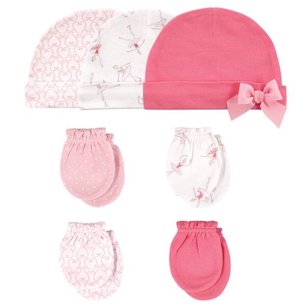 slide 1 of 1, Hudson Baby Infant Girl Cotton Cap and Scratch Mitten 7pc Set, Ballerina, 0-6 Months - Ballerina Ballerina - 0-6 Months