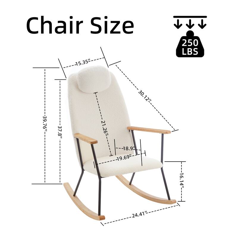 Accent Rocking Chair with Adjustable Headrest Pillow
