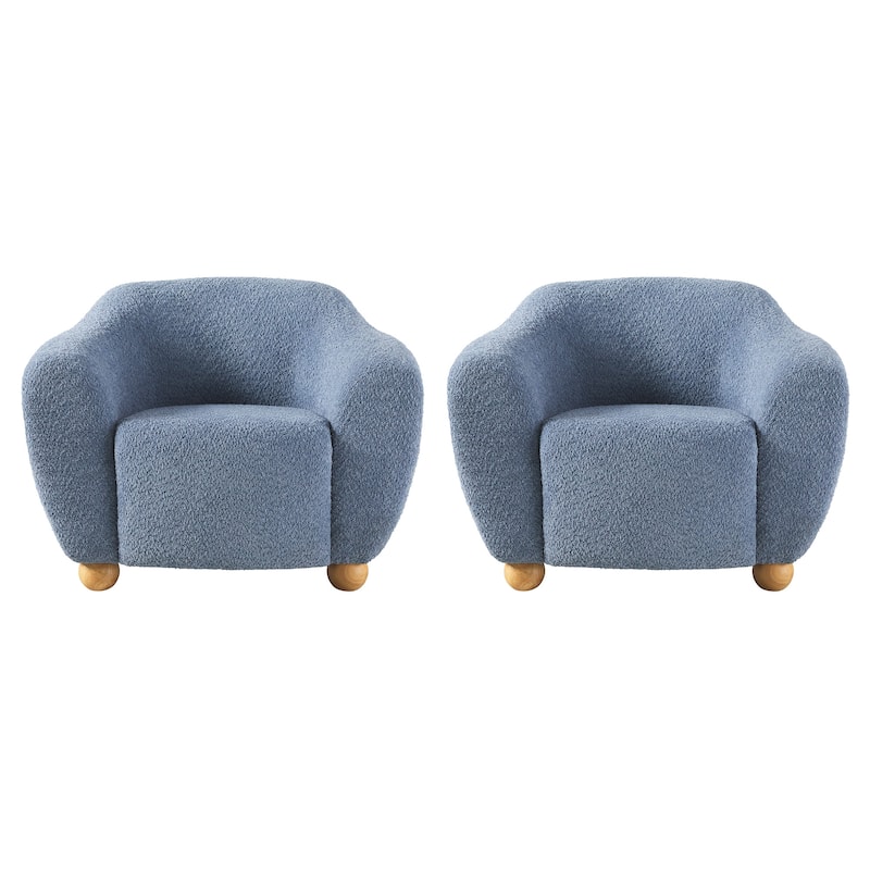 Walker Edison Contemporary Boucle Lounge Accent Chairs (Set of 2)