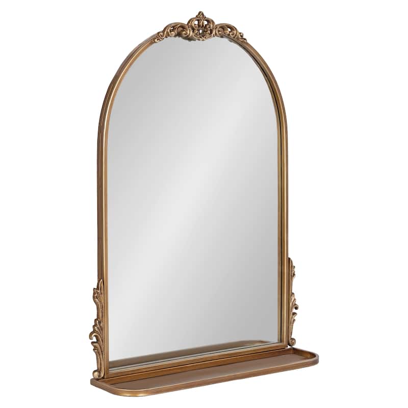 Kate and Laurel Myrcelle Arched Wall Mirror with Shelf - 21x28 - Gold