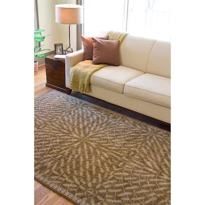Hand-tufted Circles of Leaves Wool Area Rug - 9' x 13' - 9' x 13'