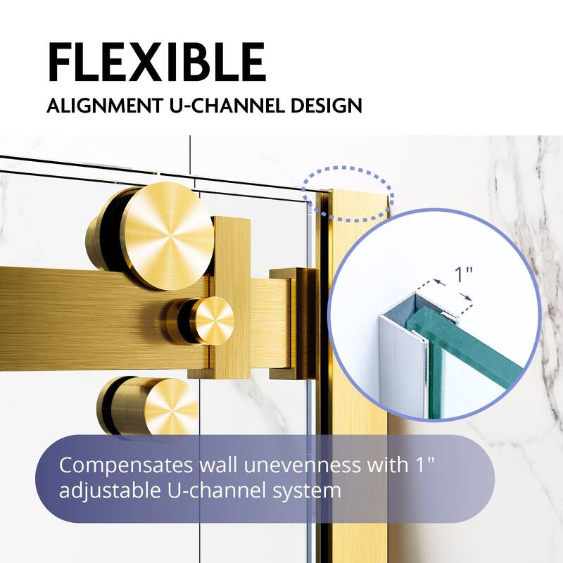 Glassic SI Series 44" - 48" W x 75" H Contemporary Frameless Single Sliding Shower Doors With 3/8" Clear Tempered Glass