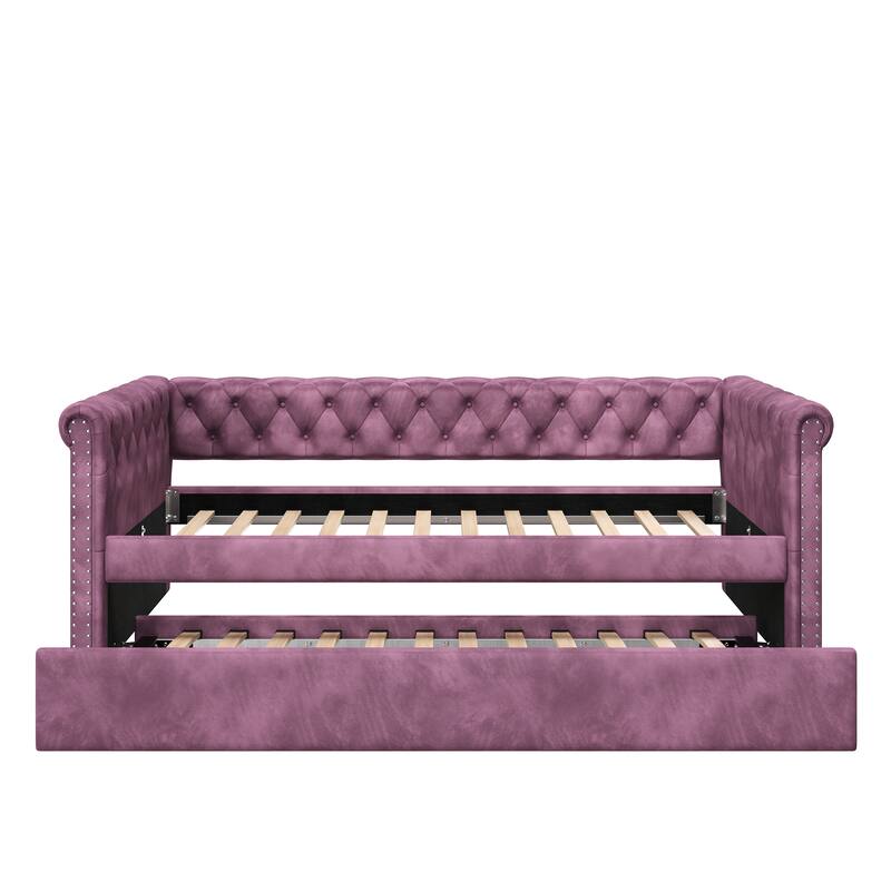 Christopher Knight Home - Augusta Velvet Upholstered Tufted Daybed with Trundle Design