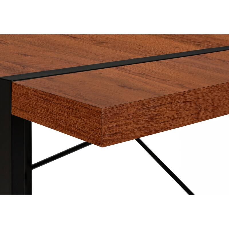 Computer Desk, Home Office, Laptop, 48"l, Work, Brown Laminate, Black Metal, Contemporary, Modern