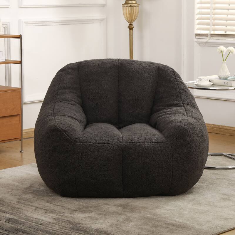 Fluffy Bean Bag Lazy Sofa Chair with Tufted Soft Stuffed Filling & Memory Foam