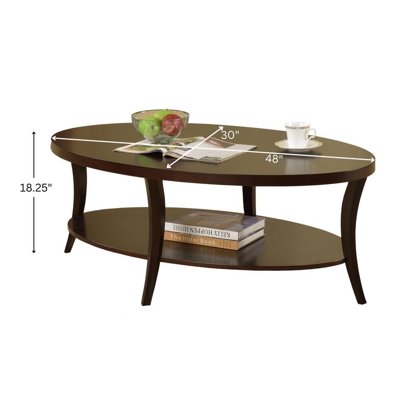 Perth Espresso Round End Table with Shelf