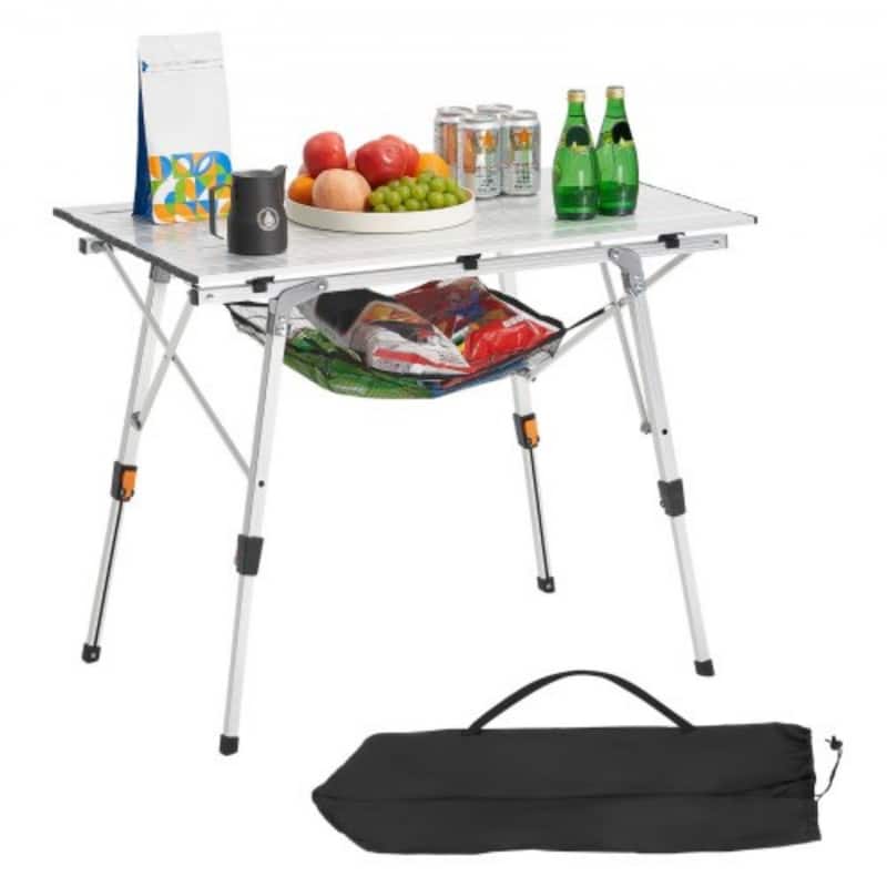 Silver Aluminum Alloy Foldable Picnic Table with Height Adjustable and Lightweight Stable for Indoor or Outdoor Use