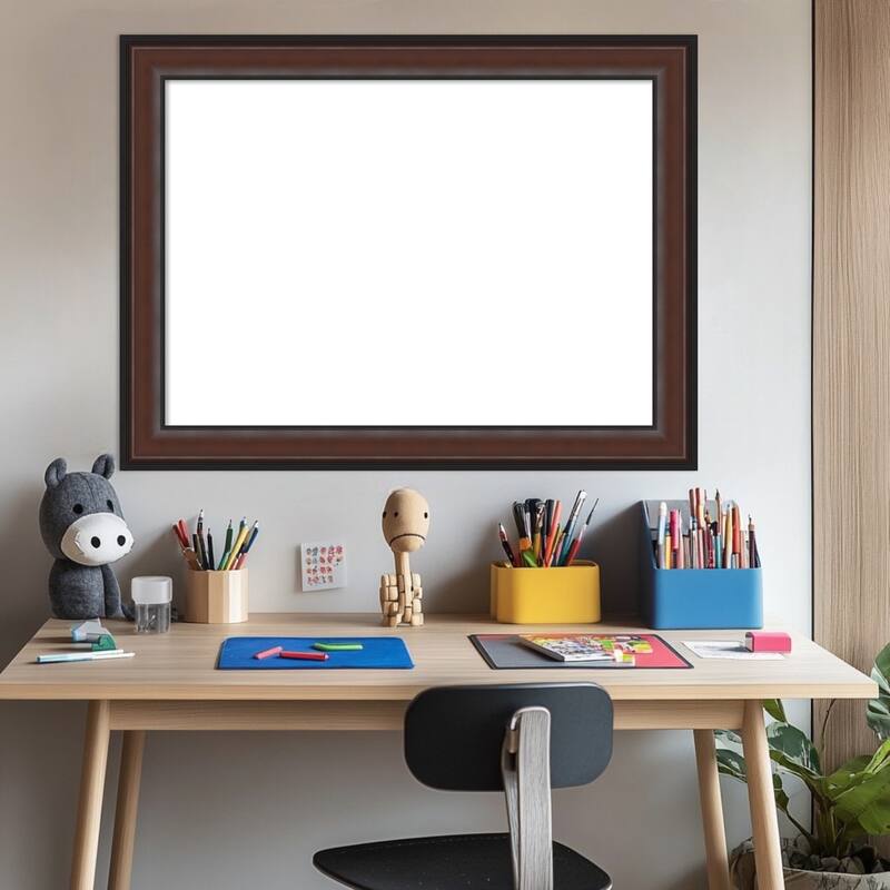 Amanti Art Harvard Walnut Framed Dry Erase Magnetic Board