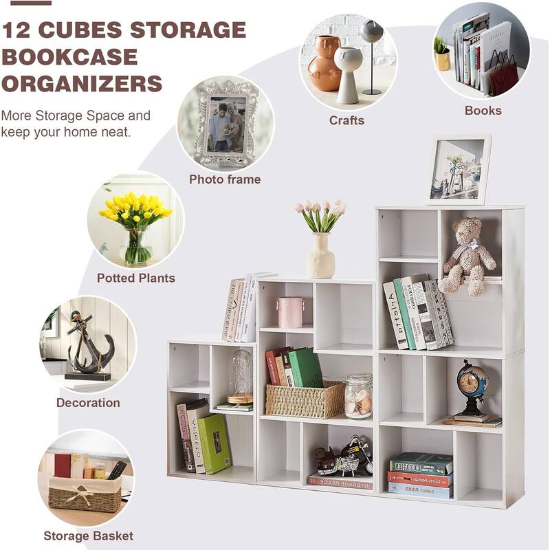 VECELO Wide Wood Organizer Bookcase Sets