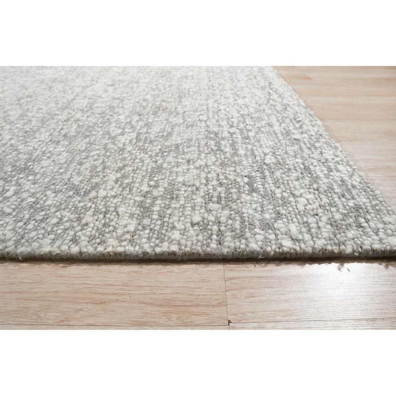 Hand-Knotted Wool Plush Flatweave Loom Rug | Elegant Silver Area Rug for Living Room, Bedroom, Office, & Home Décor