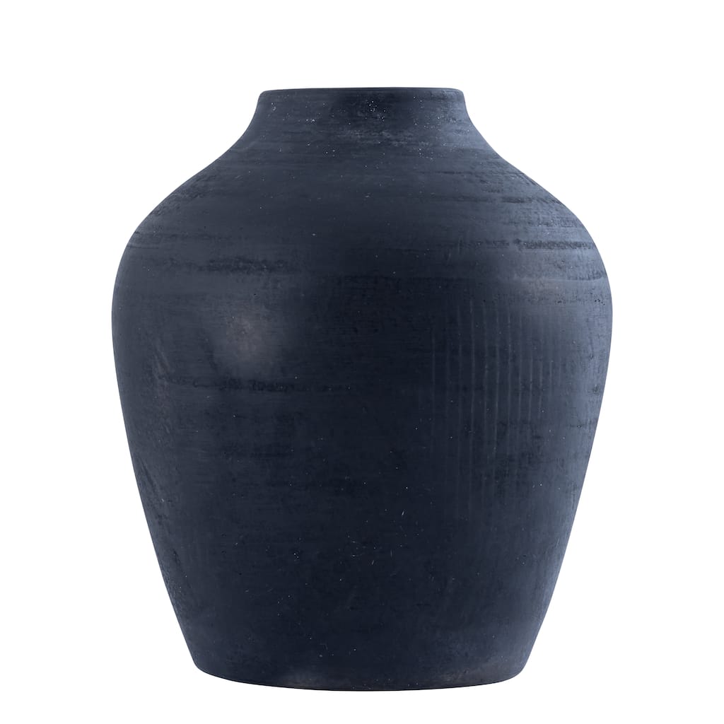 Black Terracota Vase 9.5"H - Black