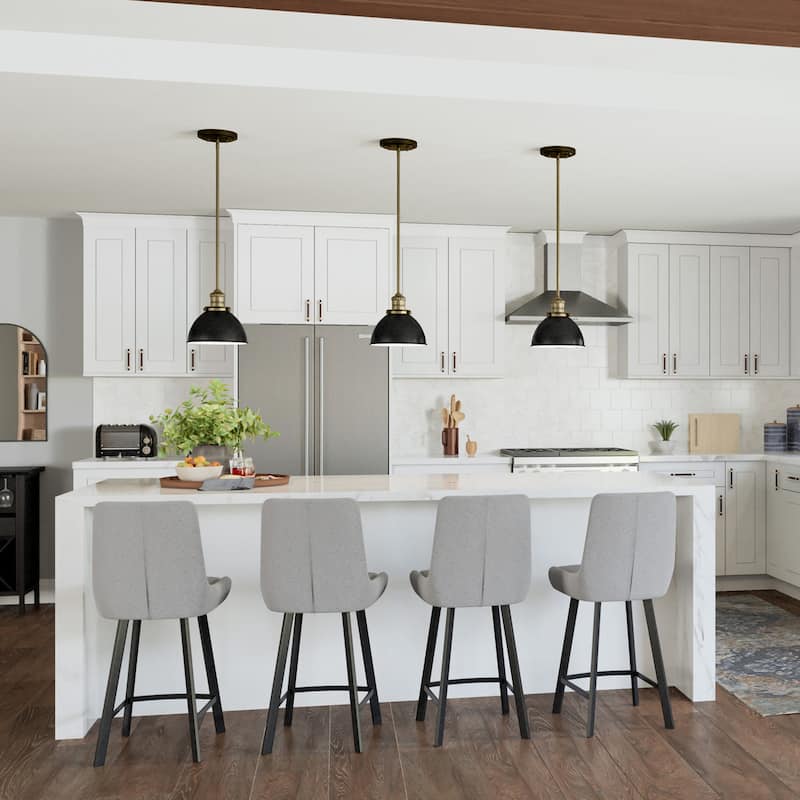 Leick Home Upholstered Back Counter Height Stool with Steel Base Set of 2