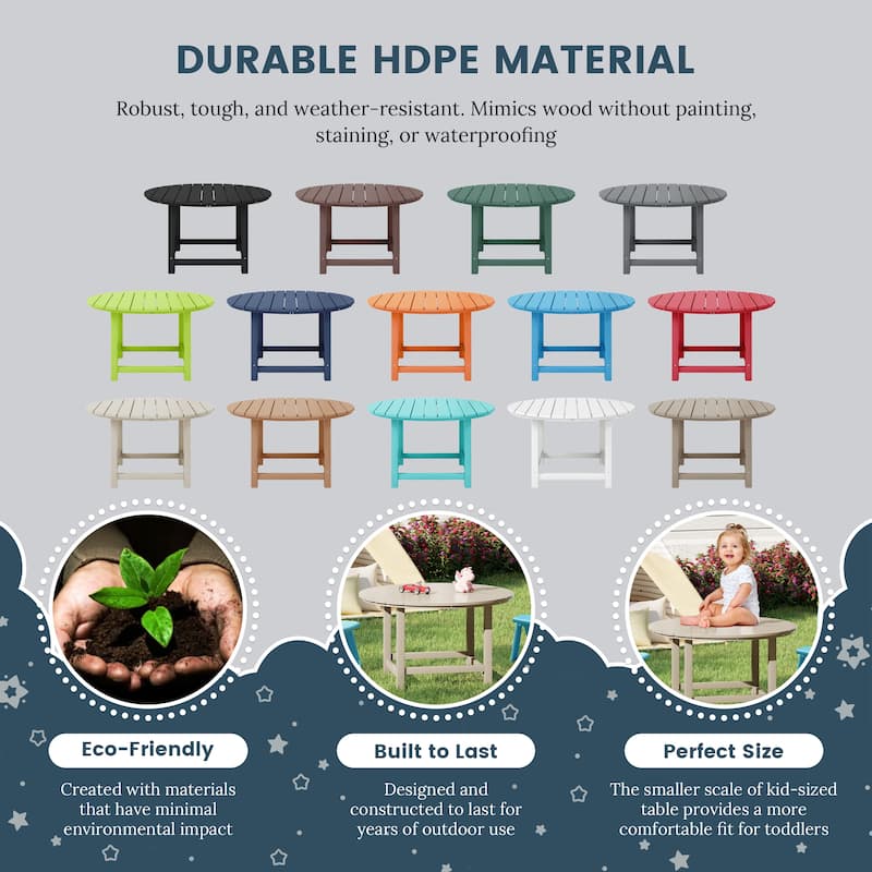Polytrends Laguna Kids Outdoor 38" Round Poly Dining Table for Children