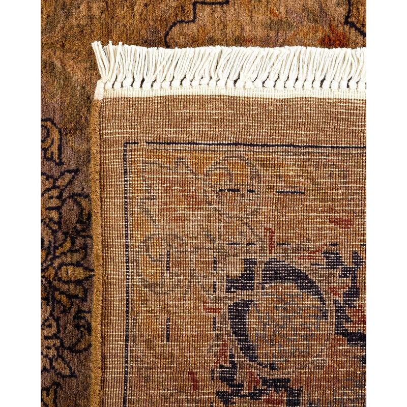 Overton Hand Knotted Wool Vintage Inspired Modern Contemporary Overdyed Gold Area Rug - 6' 3" x 8' 8"