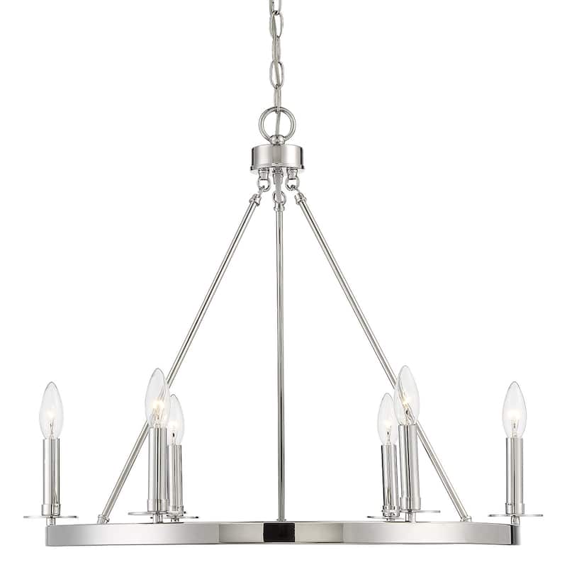 Meridian M10093 6 Light 26" Wide Taper Candle Style Chandelier - Polished Nickel