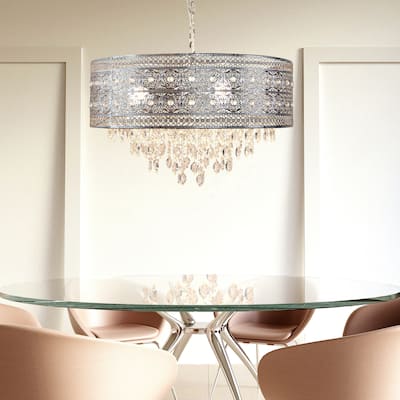 Silver Orchid Brielle Polished Nickel and Crystal 3-light Chandelier - 23.625"L x 23.625"W x 15"H