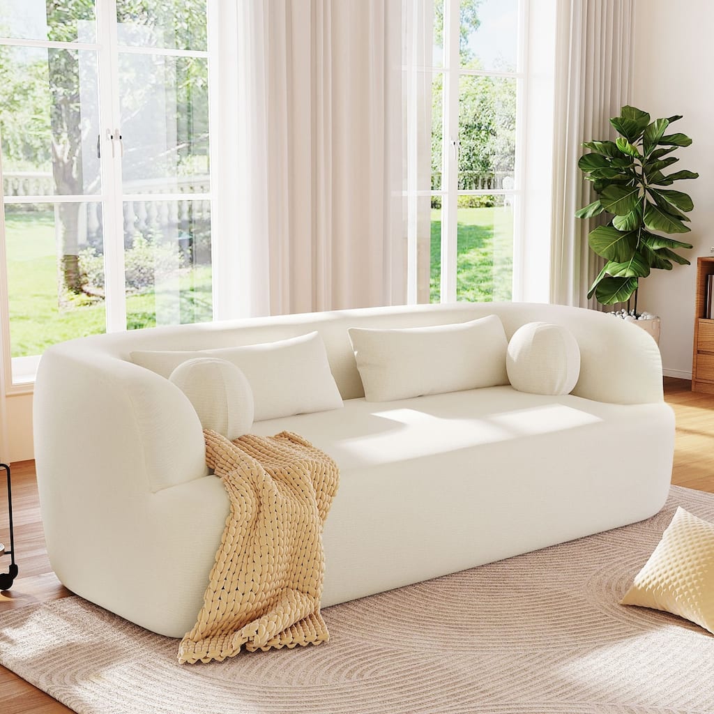86" Chenille 3-Seater Sofa with Pillows, No Assembly Required
