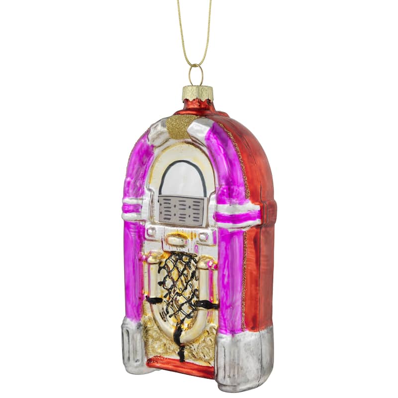 5" Pink Retro Juke Box Glass Christmas Ornament