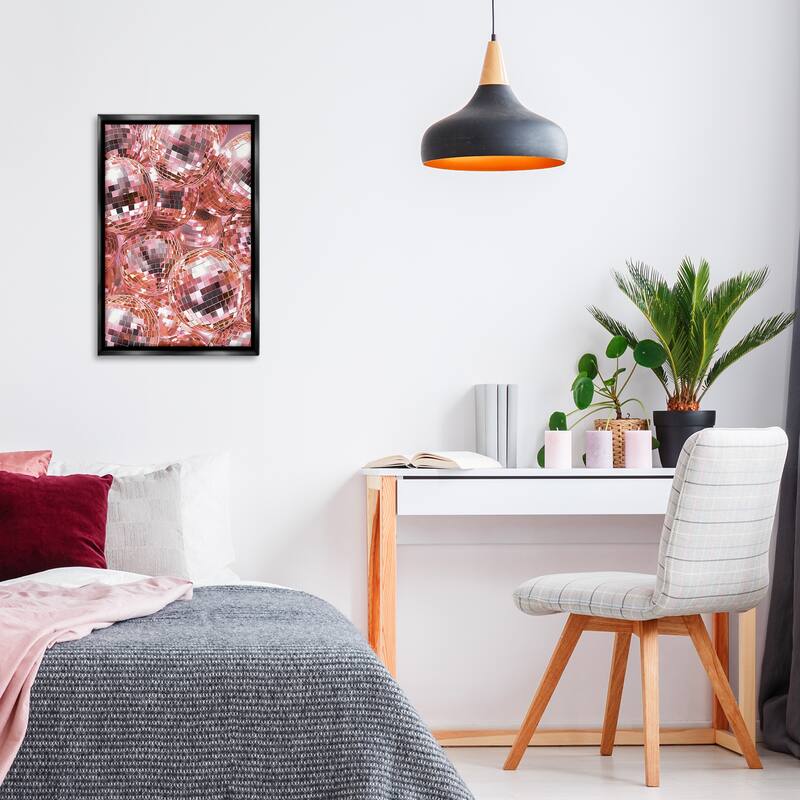 Stupell Pink Disco Ball Pile Framed Floater Canvas Wall Art Design By LSR Design Studio