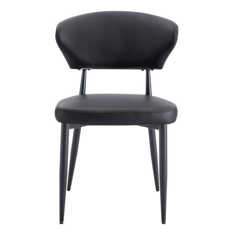 4 Piece PU Leather Ergonomic Dining Chair with Backrest, Metal Legs, Non Slip Feet for Restaurant Kitchen Bedroom Living Room