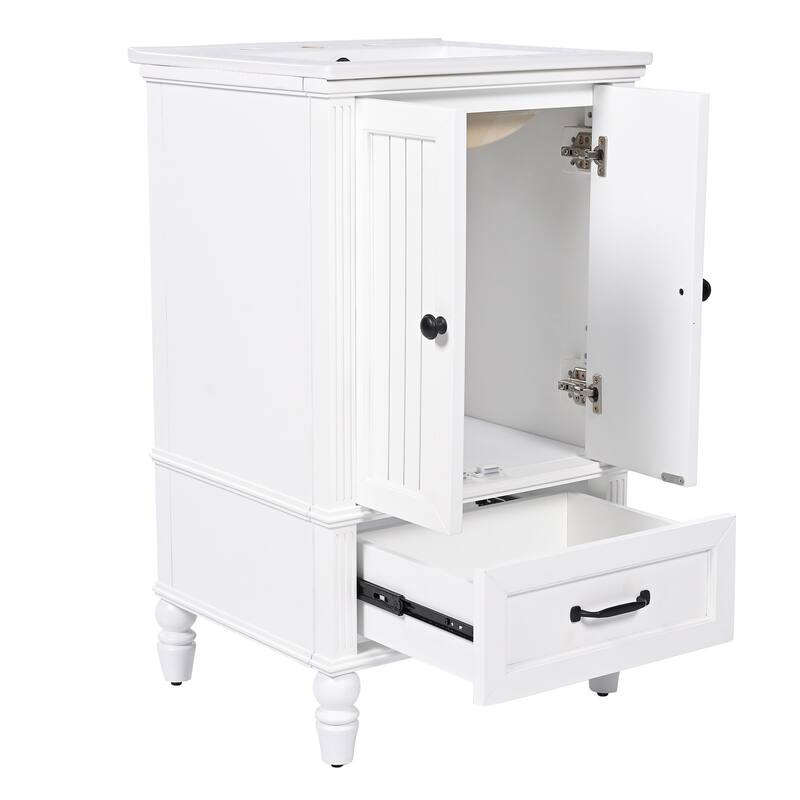 Small Bathroom Vanity with Sink, Freestanding Wooden Bathroom Cabinet, Storage Cabinet with Magnetic Door Stopper & Drawer