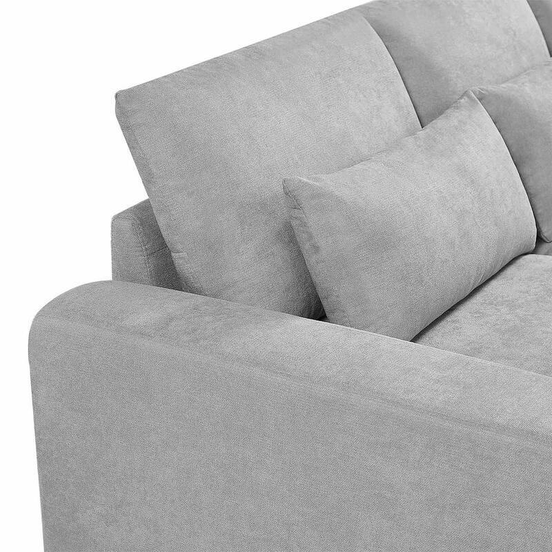 Modular L-Shape Feather Filled Sectional Sofa with Reversible Chaise