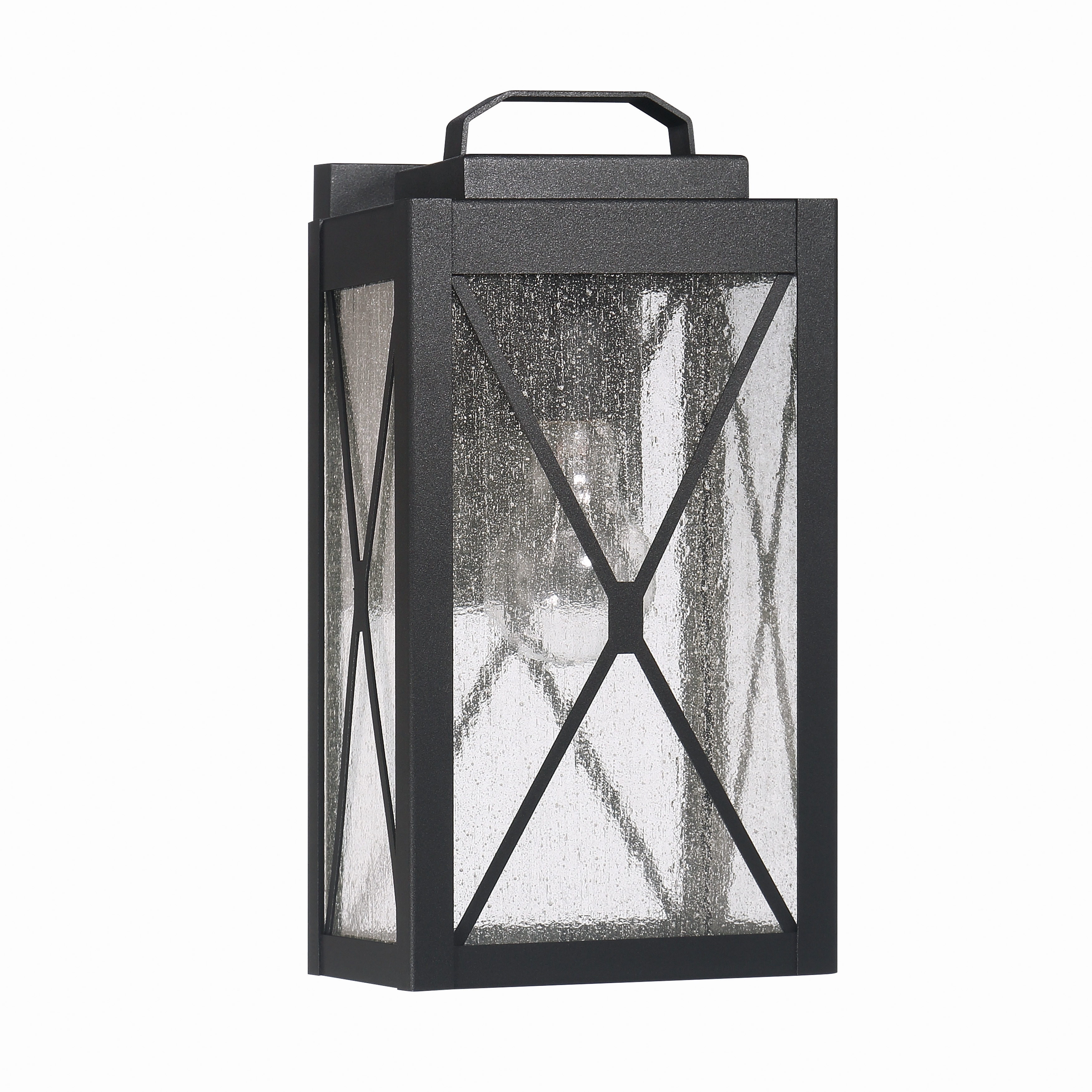 Charleston Metal and Glass Wall Mounted Outdoor Light - 6.4"L x 6.0"W x 12.0"H