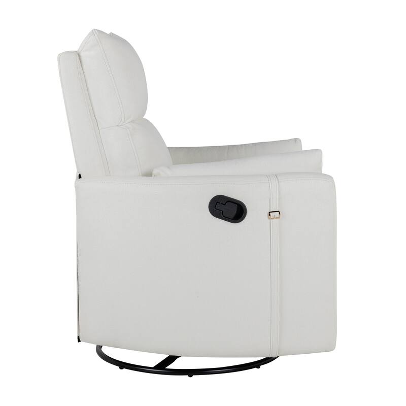 Beige Upholstered Swivel Rocker Recliner Chair with Manual Adjustment, 360° Swivel, and Two Removable Pillows